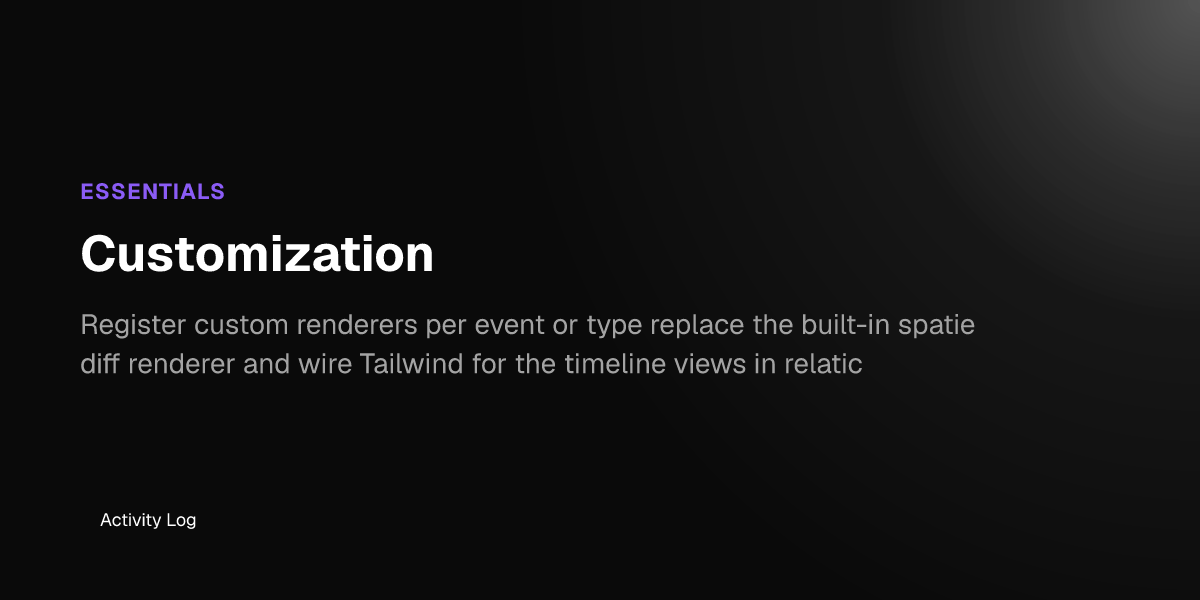 Customization - Activity Log